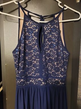 Navy Blue Sleeveless A-line Dress